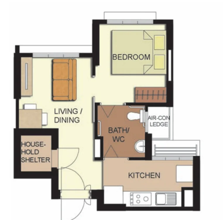 Telok Blangah ParcView floor plan, type SA: Studio (Type A), 37 sqm, 398 sq ft