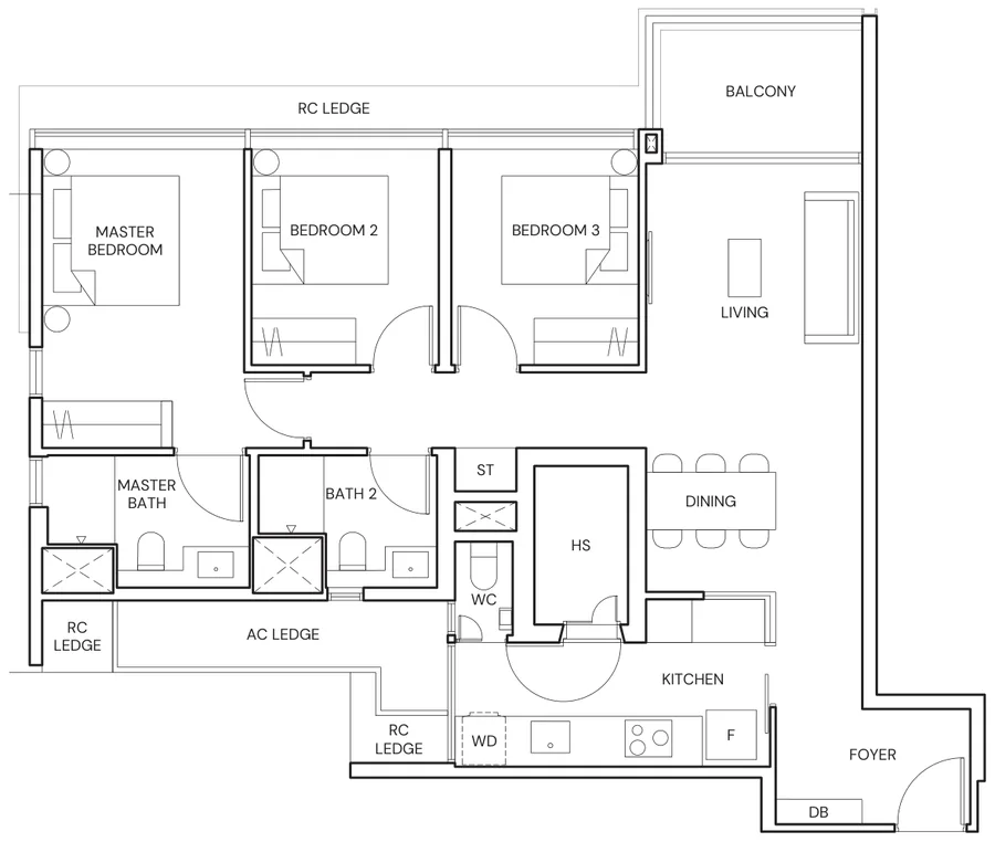 Terra Hill floor plan, type C5: 3 Bedroom, 1,087 sq ft