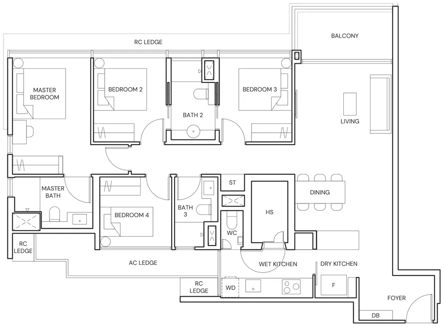 Terra Hill floor plan, type D2: 4 Bedroom, 1,313 sq ft
