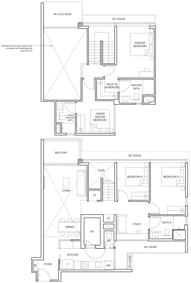 Terra Hill floor plan, type D5-PH: 4 Bedroom Penthouse, 1,830 sq ft