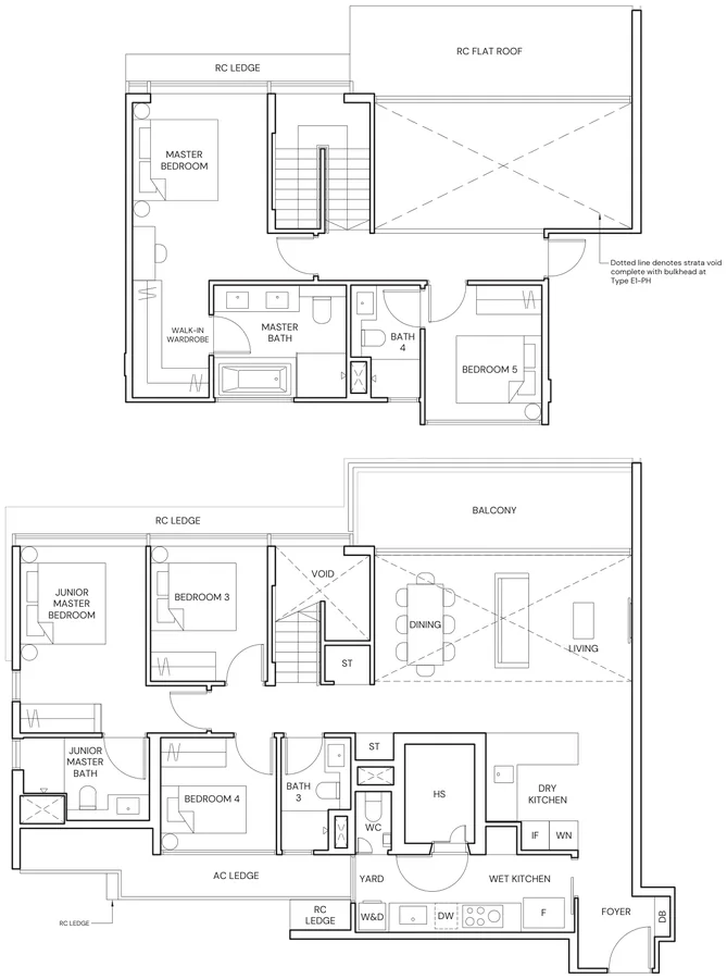 Terra Hill floor plan, type E1-PH: 5 Bedroom Penthouse, 2,120 sq ft