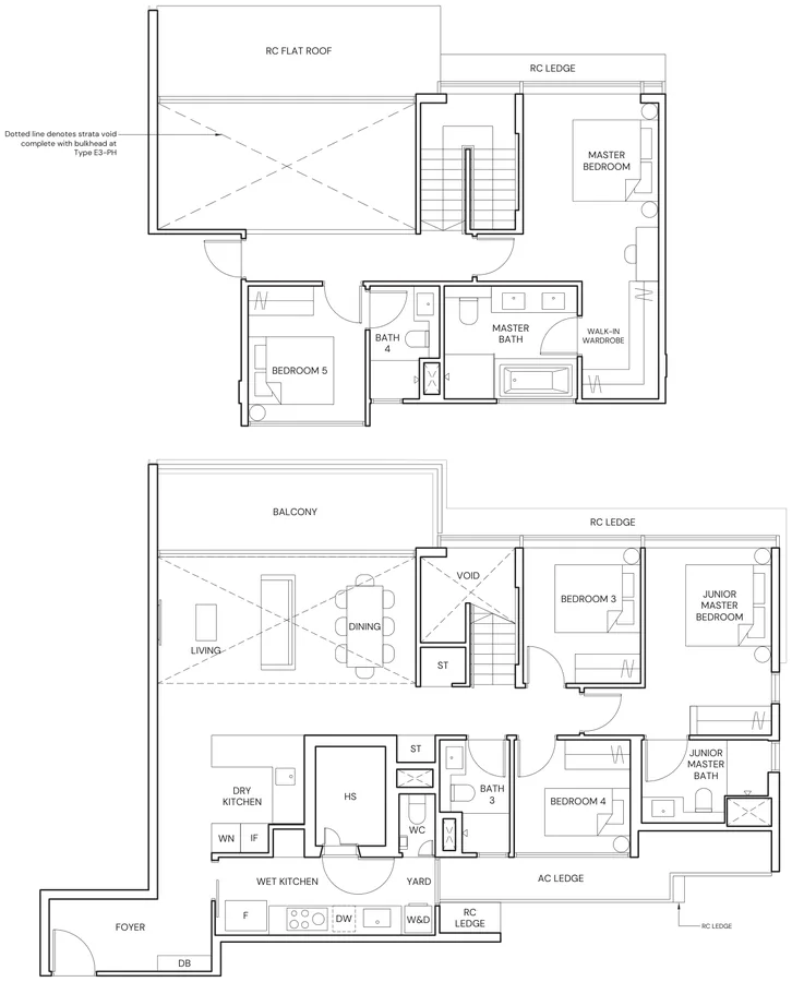 Terra Hill floor plan, type E3-PH: 5 Bedroom Penthouse, 2,164 sq ft