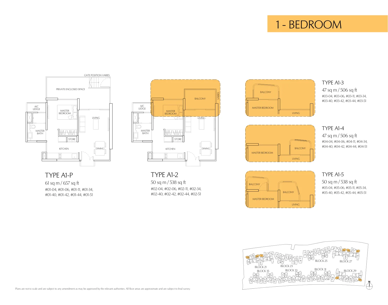 Terrasse floor plan, type A1-3: 1-Bedroom, 506 sq ft