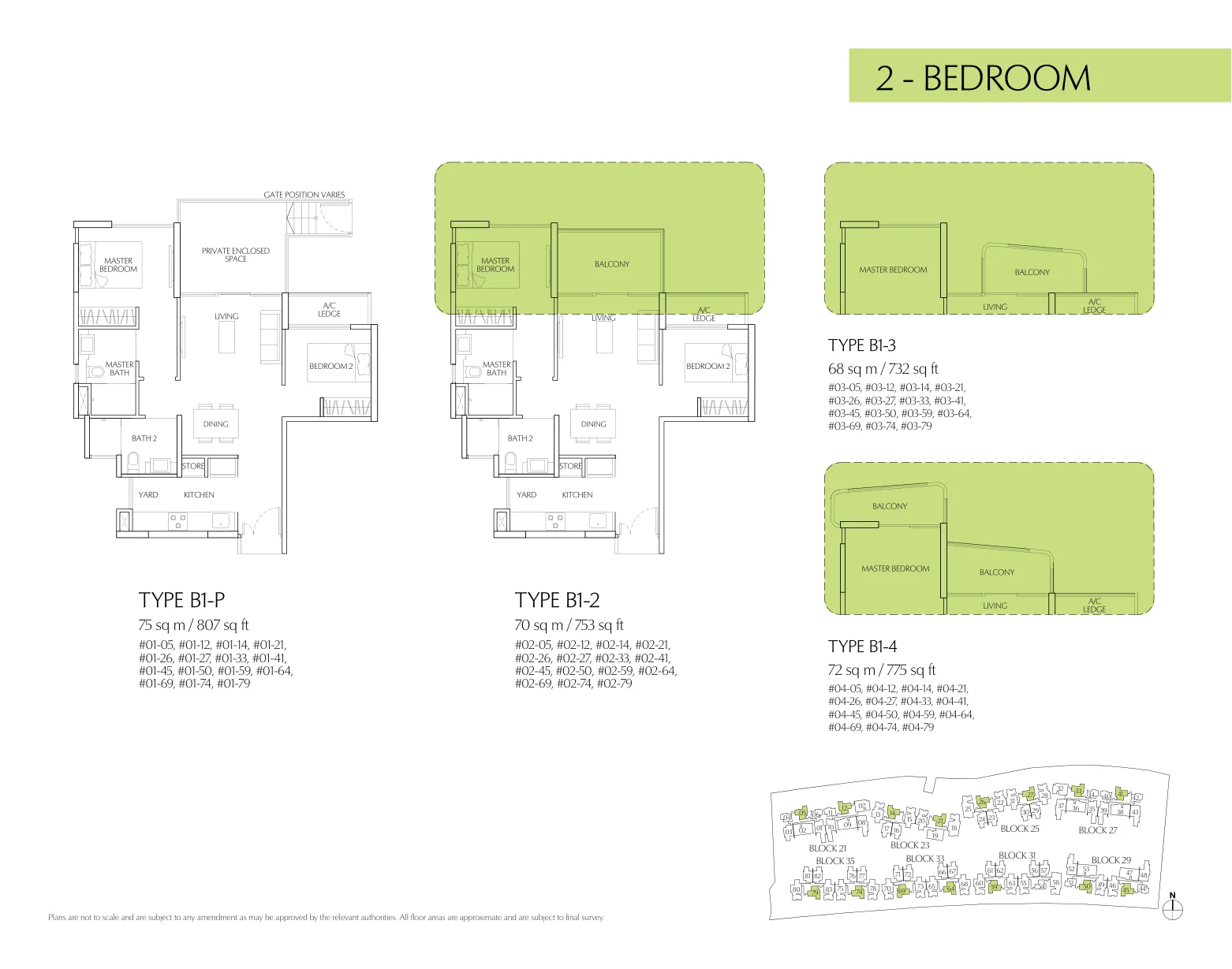 Terrasse floor plan, type B1-3: 2-Bedroom, 732 sq ft