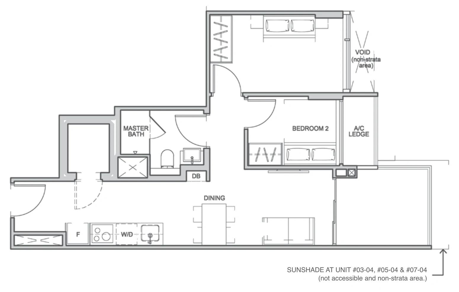 The Addition floor plan, type A1: 2-Bedroom, 592 sq ft