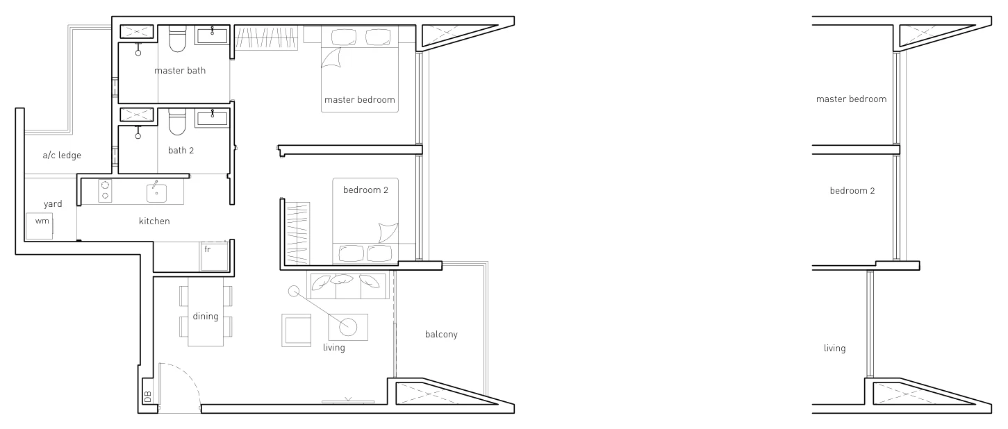 The Amore floor plan, type A1a: 2-Bedroom, 700 sq ft