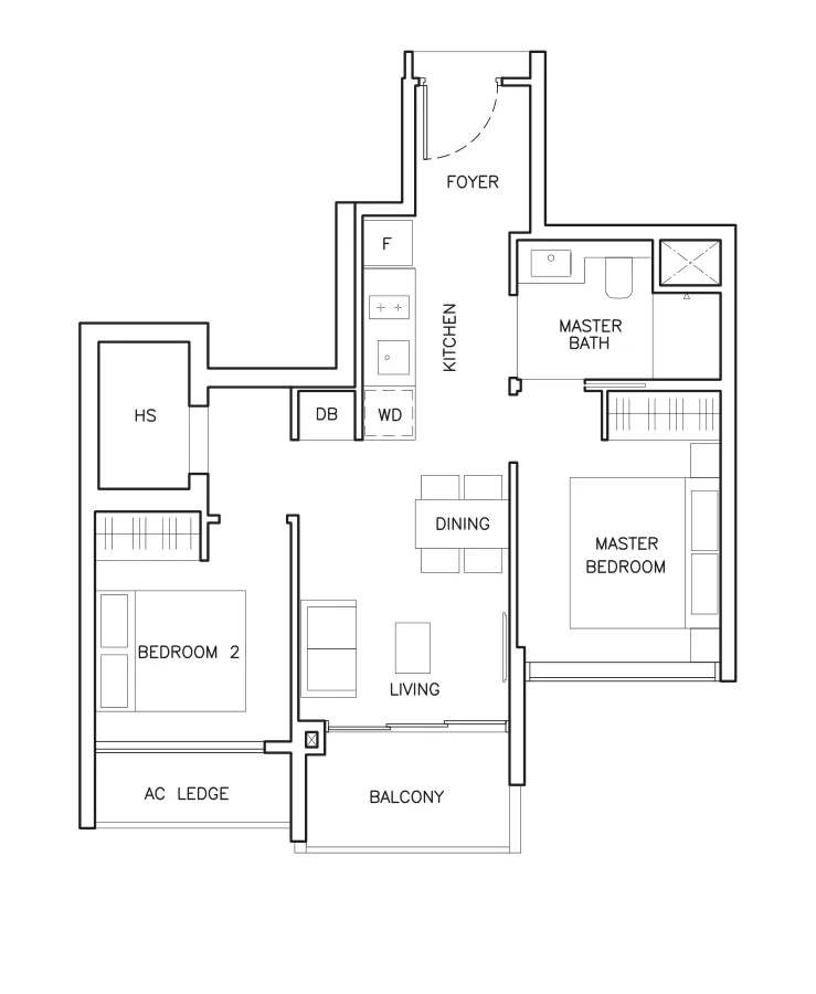 The Arden floor plan, type B1: 2-Bedroom Classic, 657 sq ft