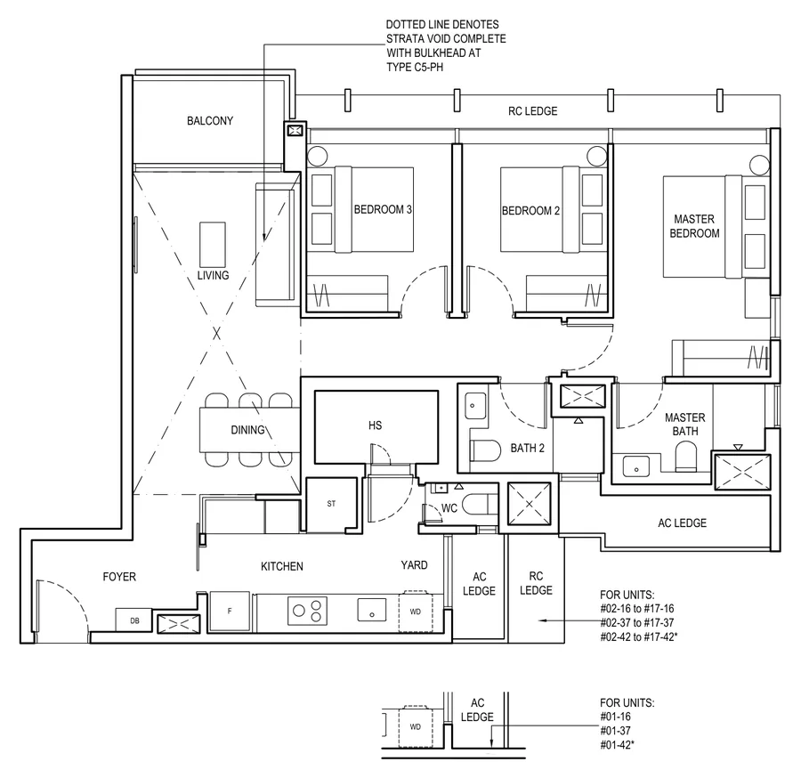 The Continuum floor plan, type C5: 3 Bedroom Premier, 1,087 sq ft