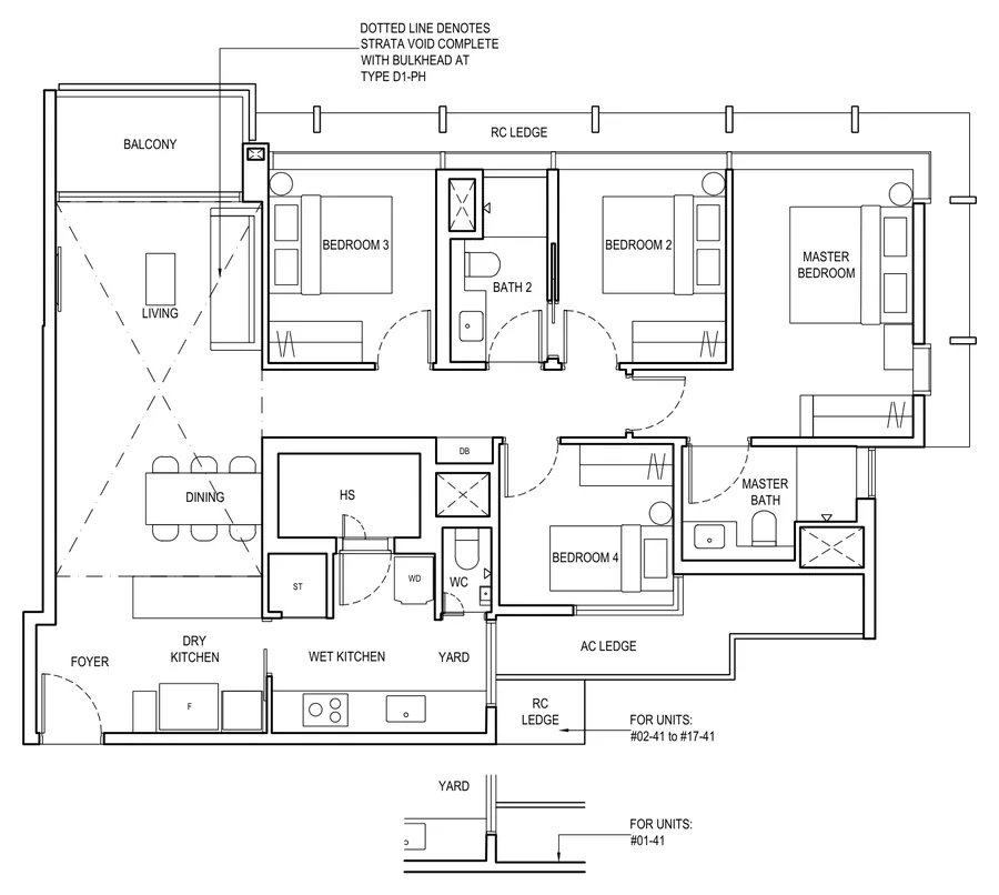 The Continuum floor plan, type D1: 4 Bedroom, 1,227 sq ft