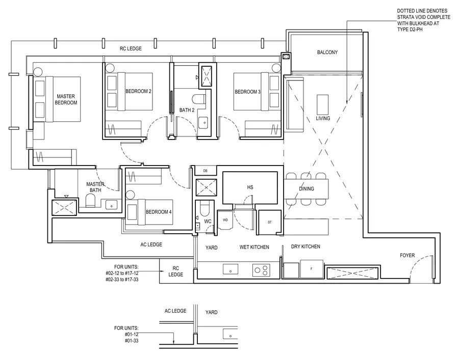 The Continuum floor plan, type D2: 4 Bedroom, 1,270 sq ft