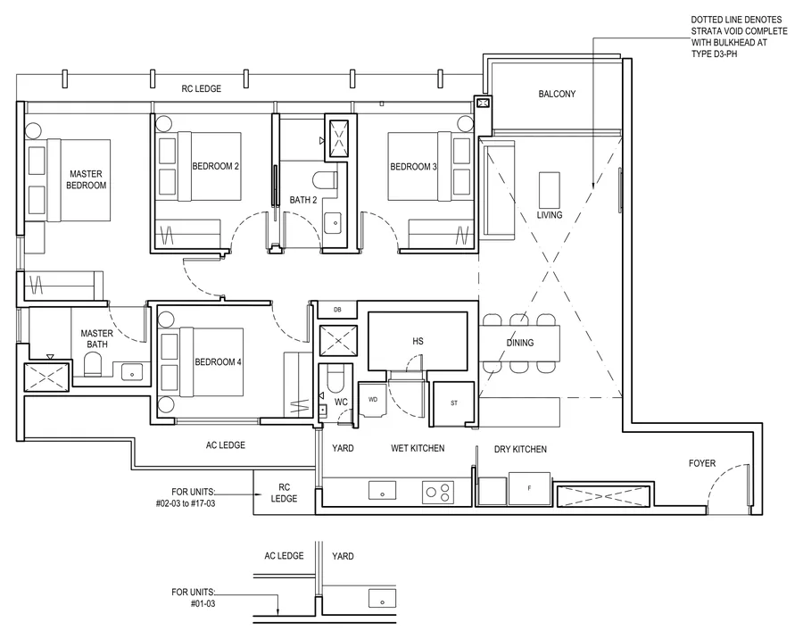 The Continuum floor plan, type D3: 4 Bedroom, 1,292 sq ft