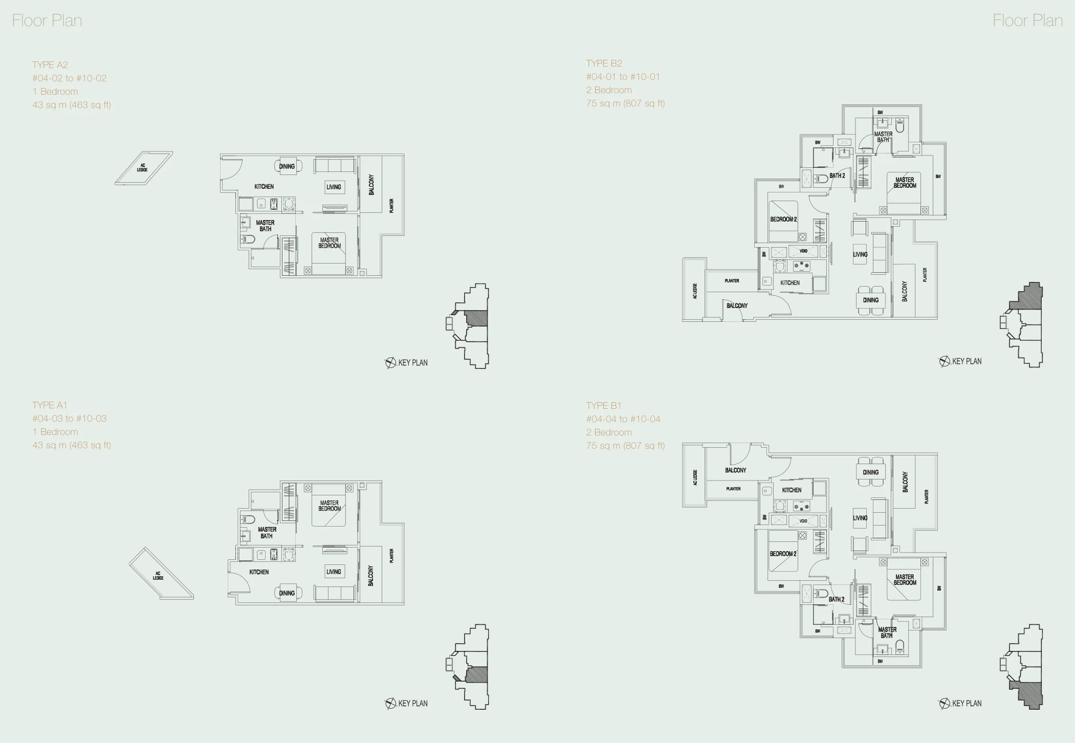 The Coterie @ Holland floor plan, type A1: 1-Bedroom, 463 sq ft