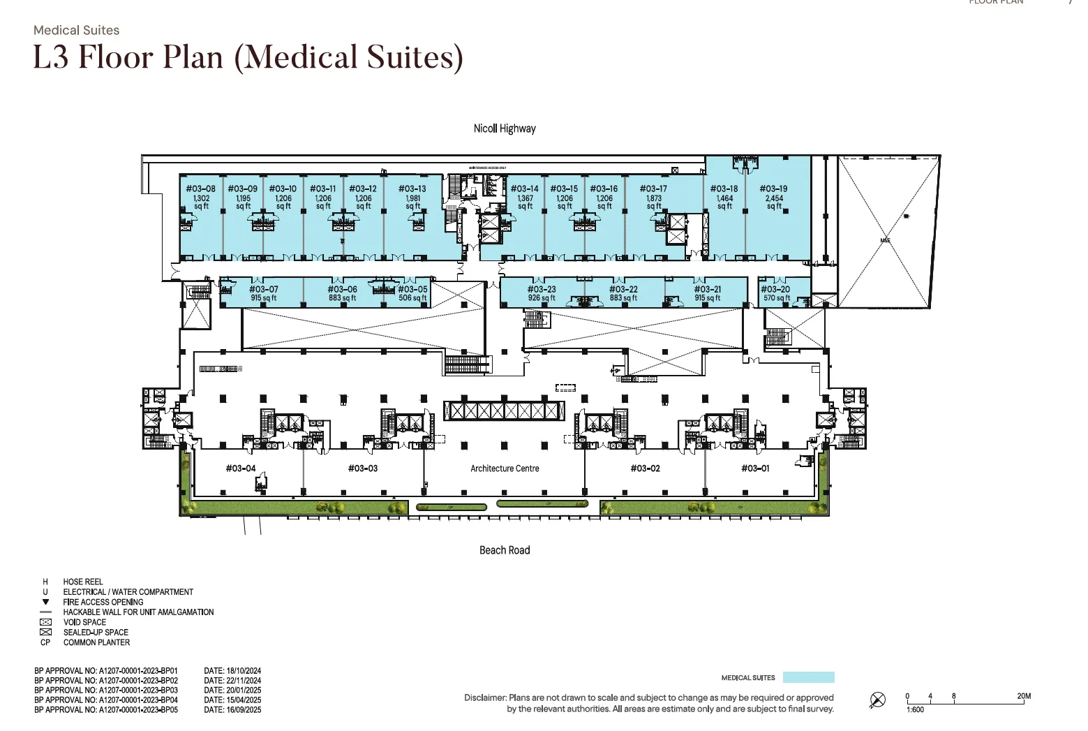 The Golden Mile floor plan, type L3M: Medical suite (level 3), 506 sq ft