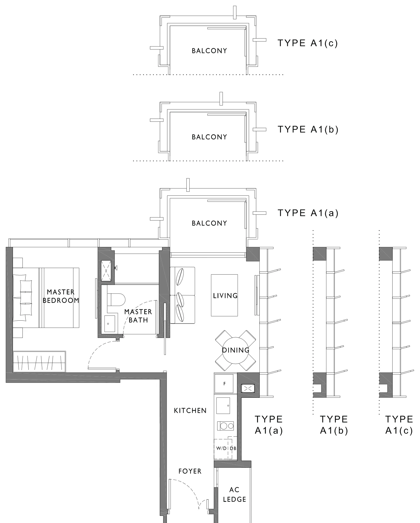 The Hyde floor plan, type A1: 1-Bedroom, 495 sq ft