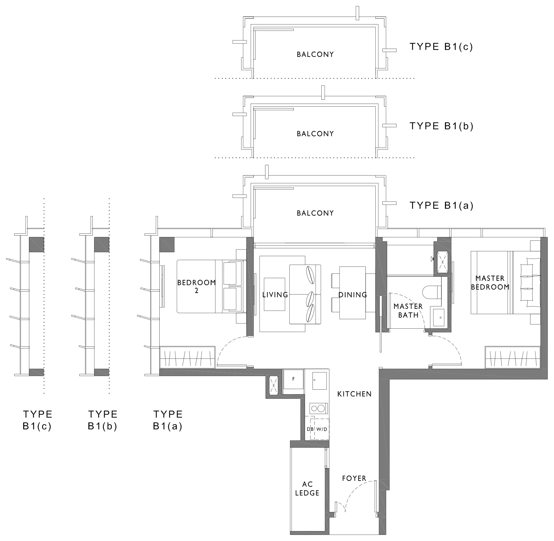The Hyde floor plan, type B1: 2-Bedroom, 678 sq ft