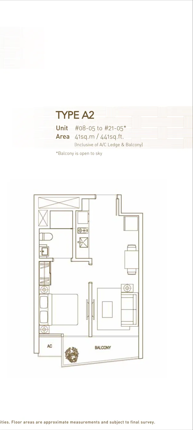 The Interweave floor plan, type A2: 1-Bedroom, 441 sq ft