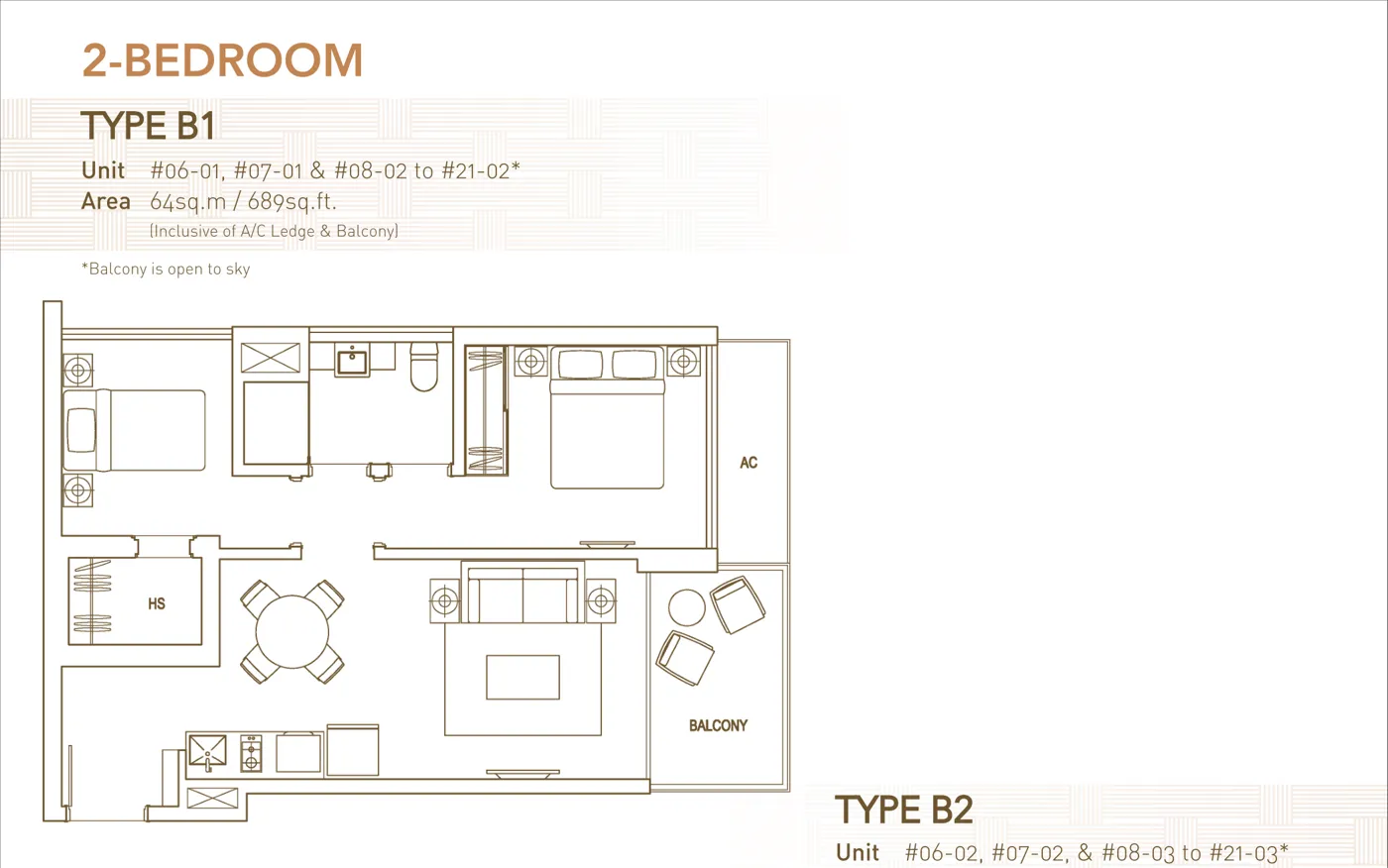 The Interweave floor plan, type B1: 2-Bedroom, 689 sq ft