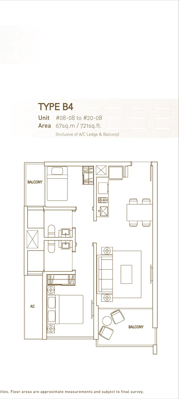 The Interweave floor plan, type B4: 2-Bedroom, 721 sq ft