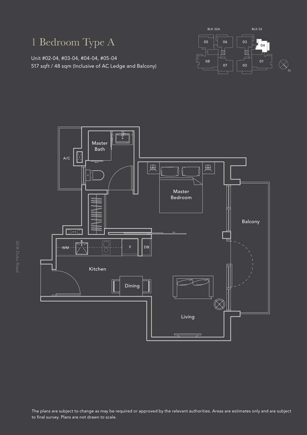 The Lush floor plan, type A: 1-Bedroom, 517 sq ft