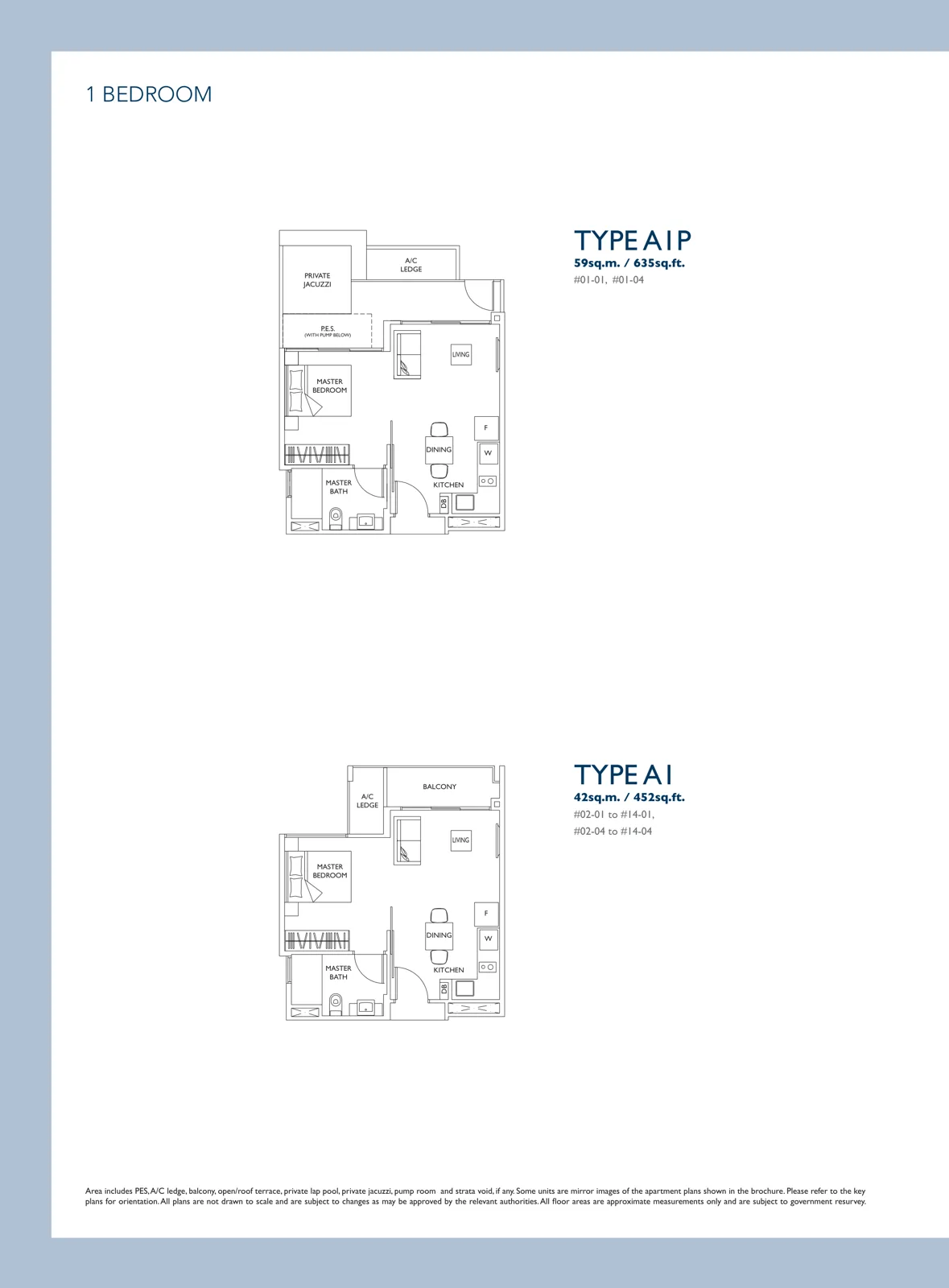 The Luxurie floor plan, type A1: 1-Bedroom, 452 sq ft