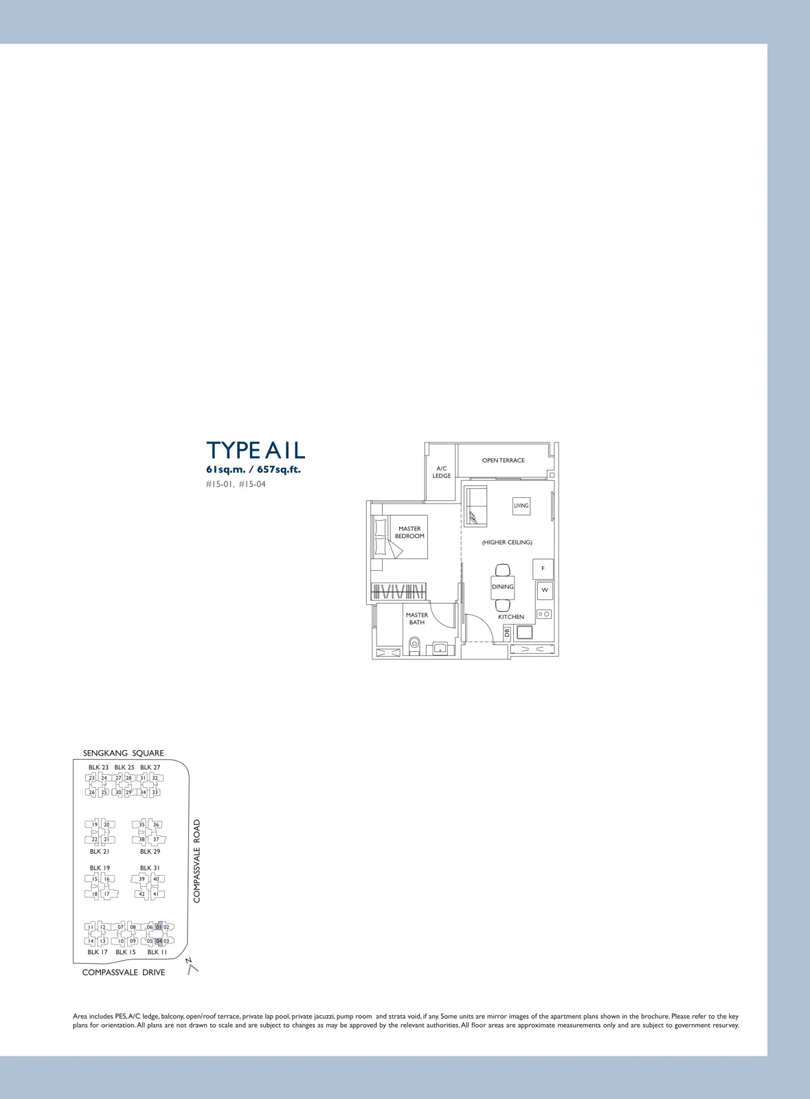 The Luxurie floor plan, type A1L: 1-Bedroom, 657 sq ft