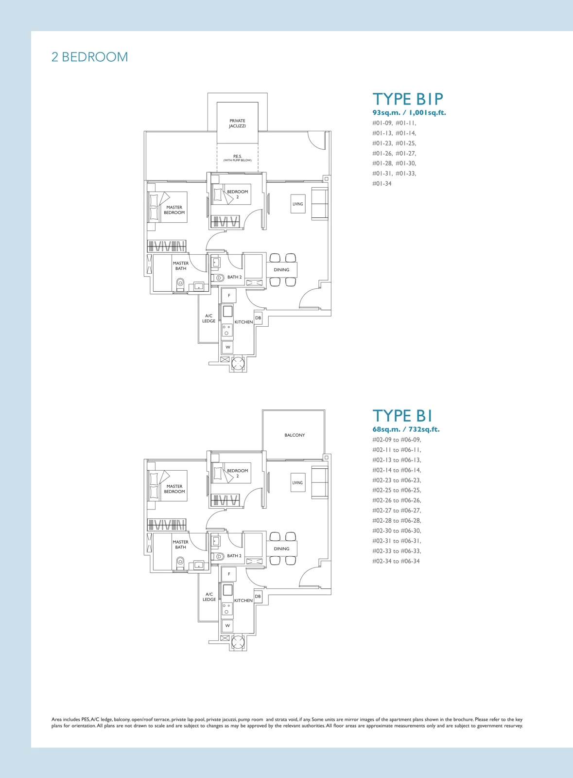 The Luxurie floor plan, type B1: 2-Bedroom, 732 sq ft