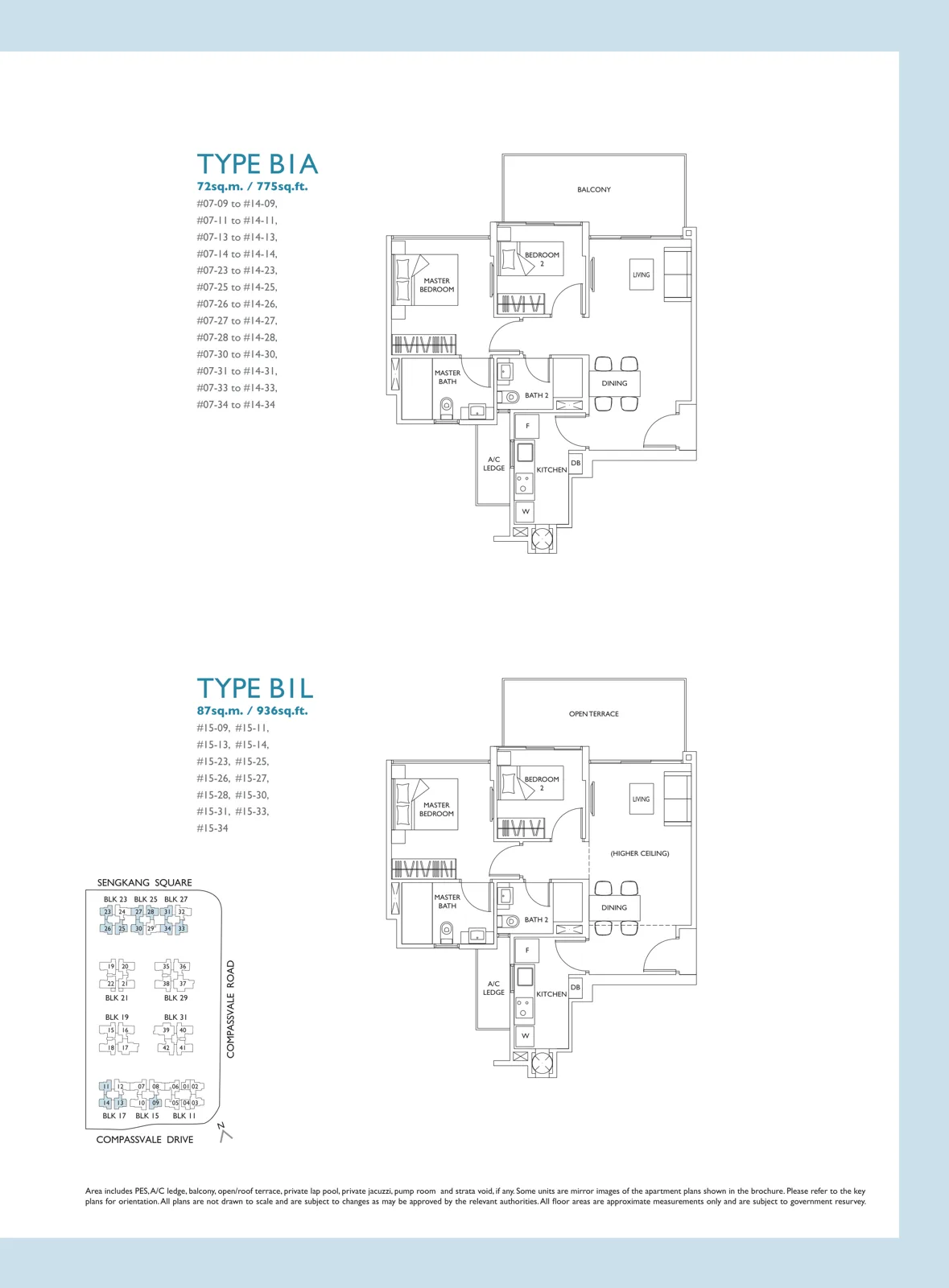 The Luxurie floor plan, type B1A: 2-Bedroom, 775 sq ft