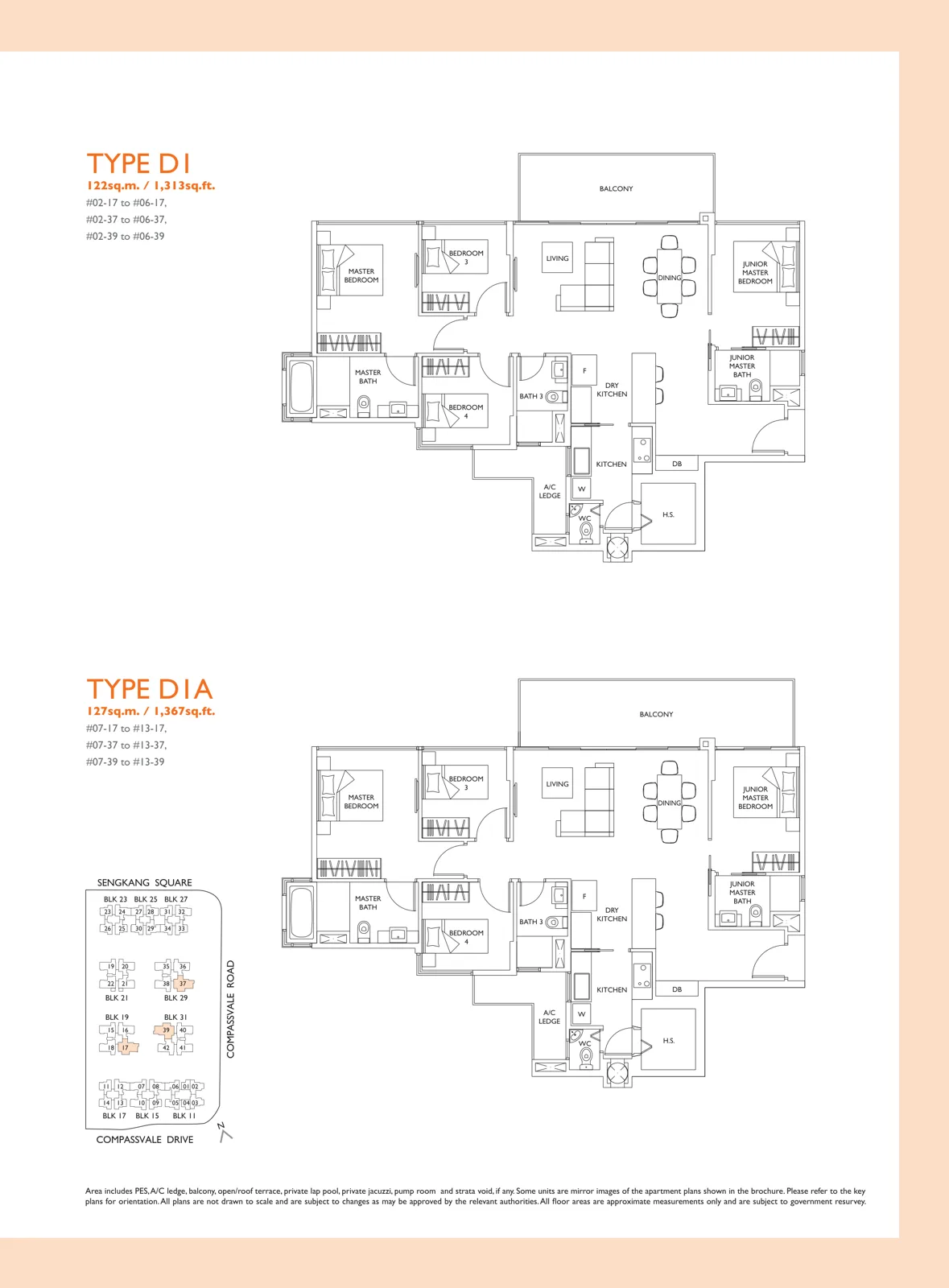 The Luxurie floor plan, type D1: 4-Bedroom, 1,313 sq ft