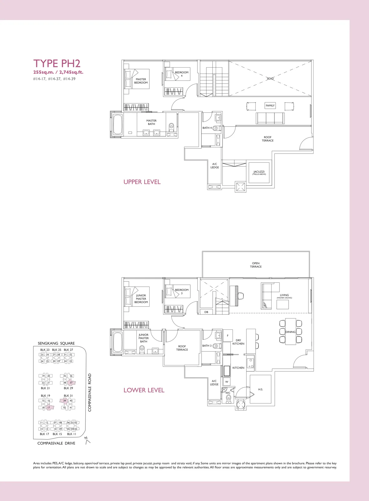 The Luxurie floor plan, type PH2: Penthouse (two levels), 2,745 sq ft