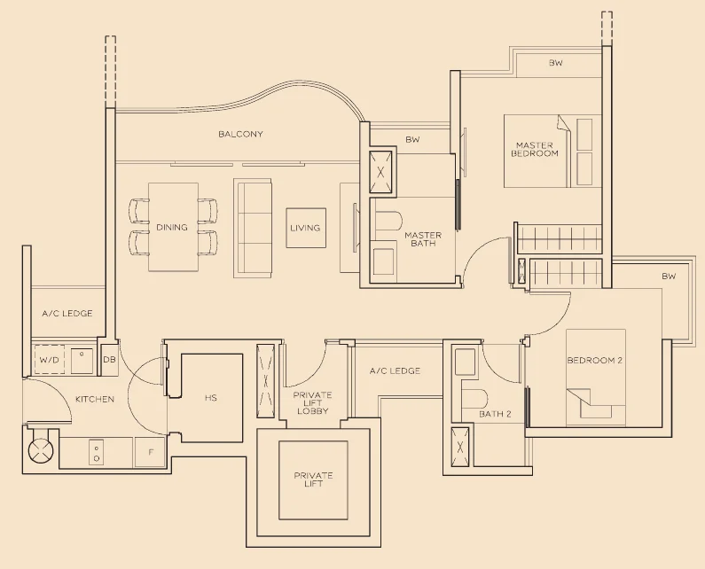 The Meyerise floor plan, type A1: 2-Bedroom, 872 sq ft