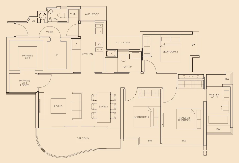 The Meyerise floor plan, type B2: 3-Bedroom, 1,313 sq ft