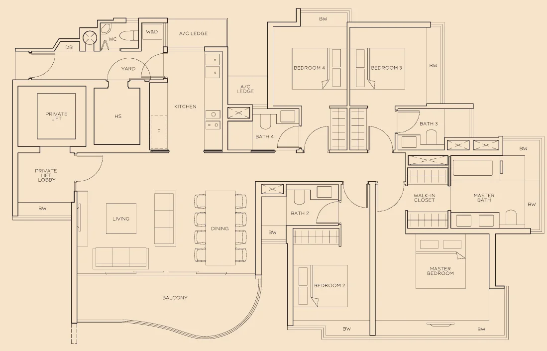 The Meyerise floor plan, type C1: 4-Bedroom, 1,819 sq ft