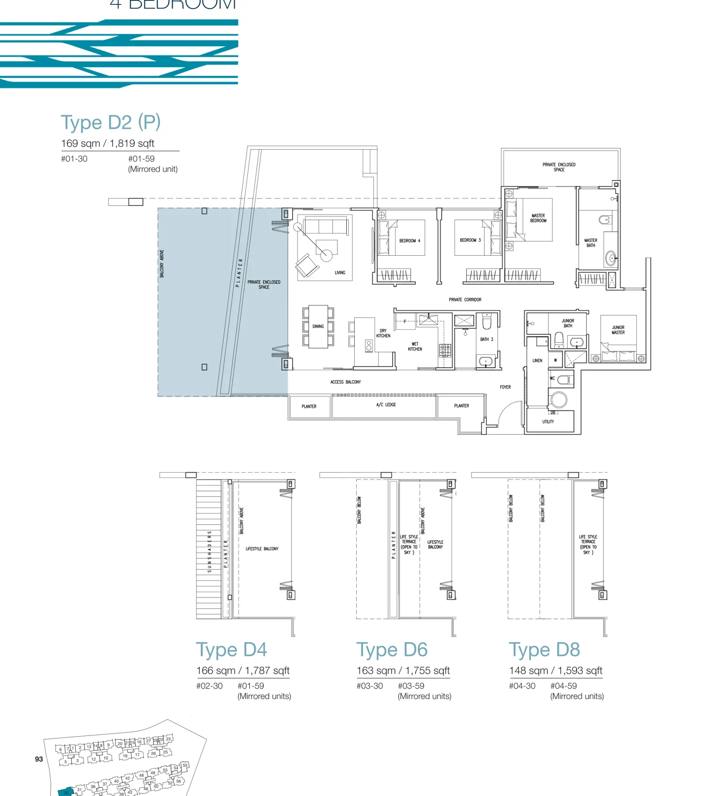 The Nautical floor plan, type D8: 4-Bedroom, 1,593 sq ft