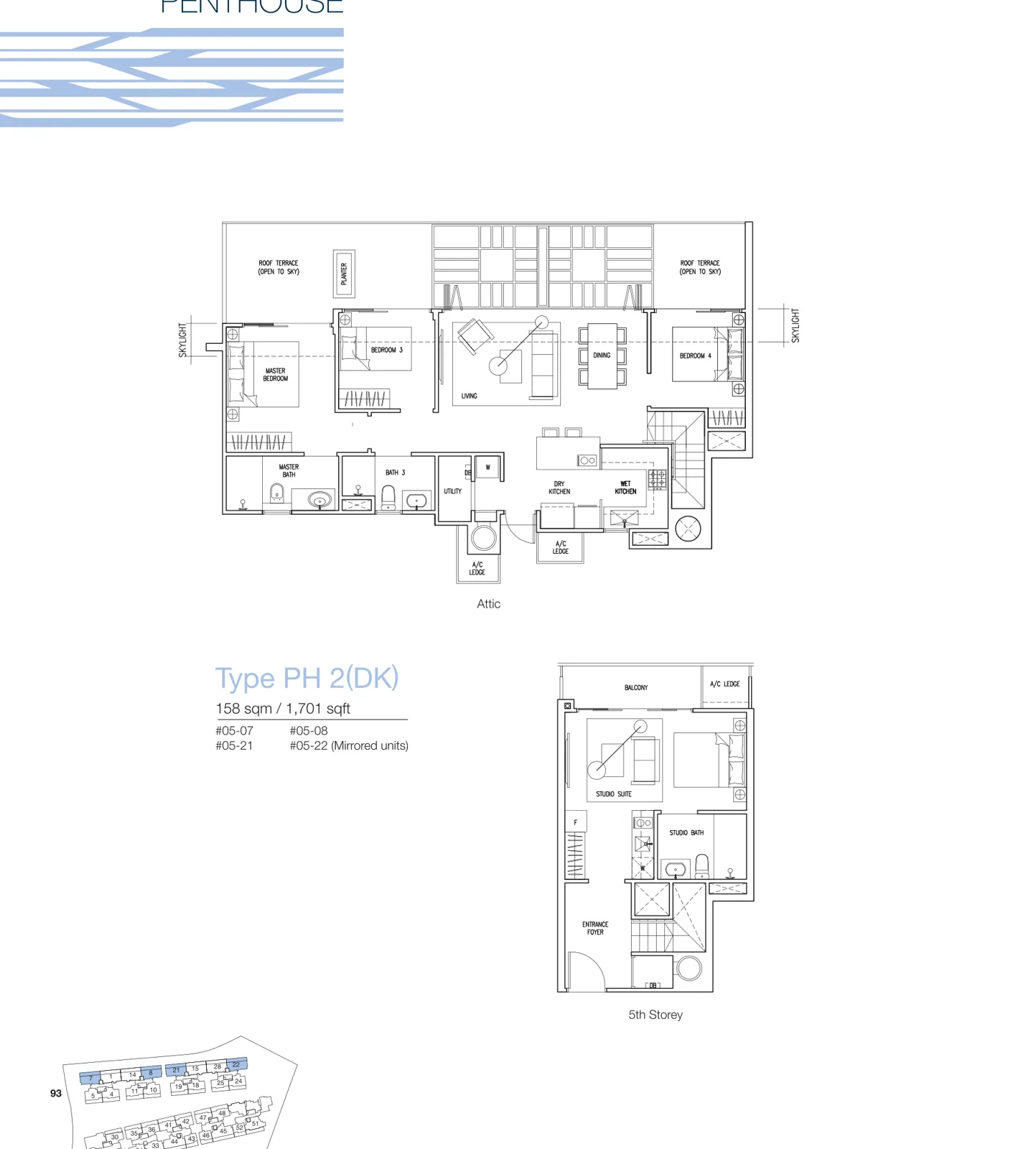 The Nautical floor plan, type PH1: Penthouse (5th storey + attic), 1,711 sq ft