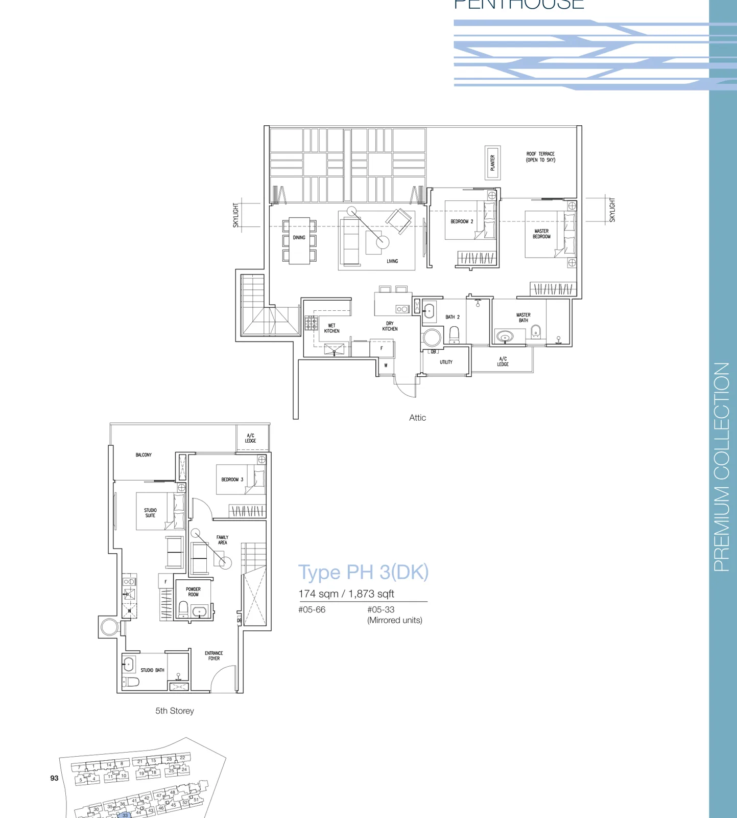 The Nautical floor plan, type PH2: Penthouse (5th storey + attic), 1,701 sq ft