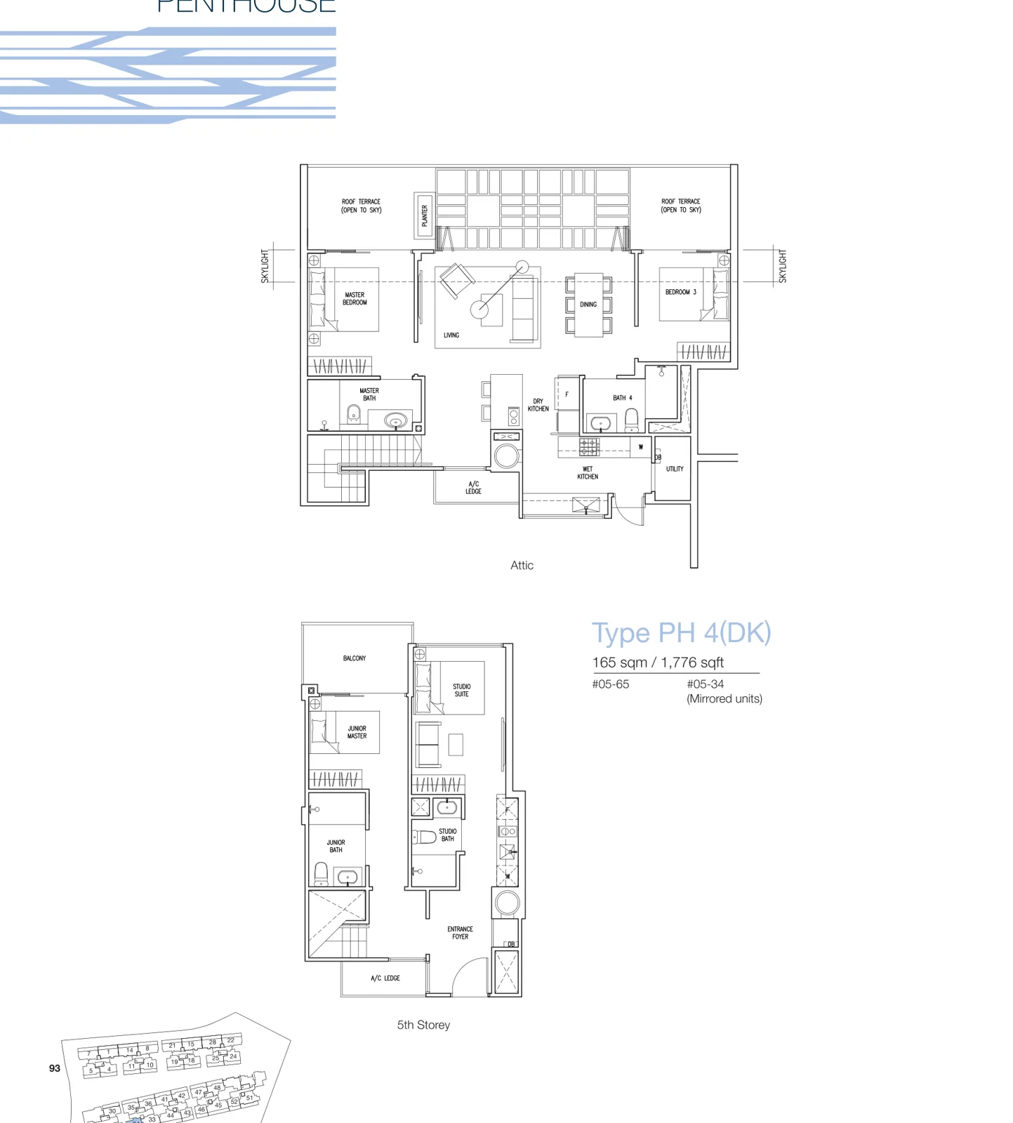The Nautical floor plan, type PH3: Penthouse (5th storey + attic), 1,873 sq ft