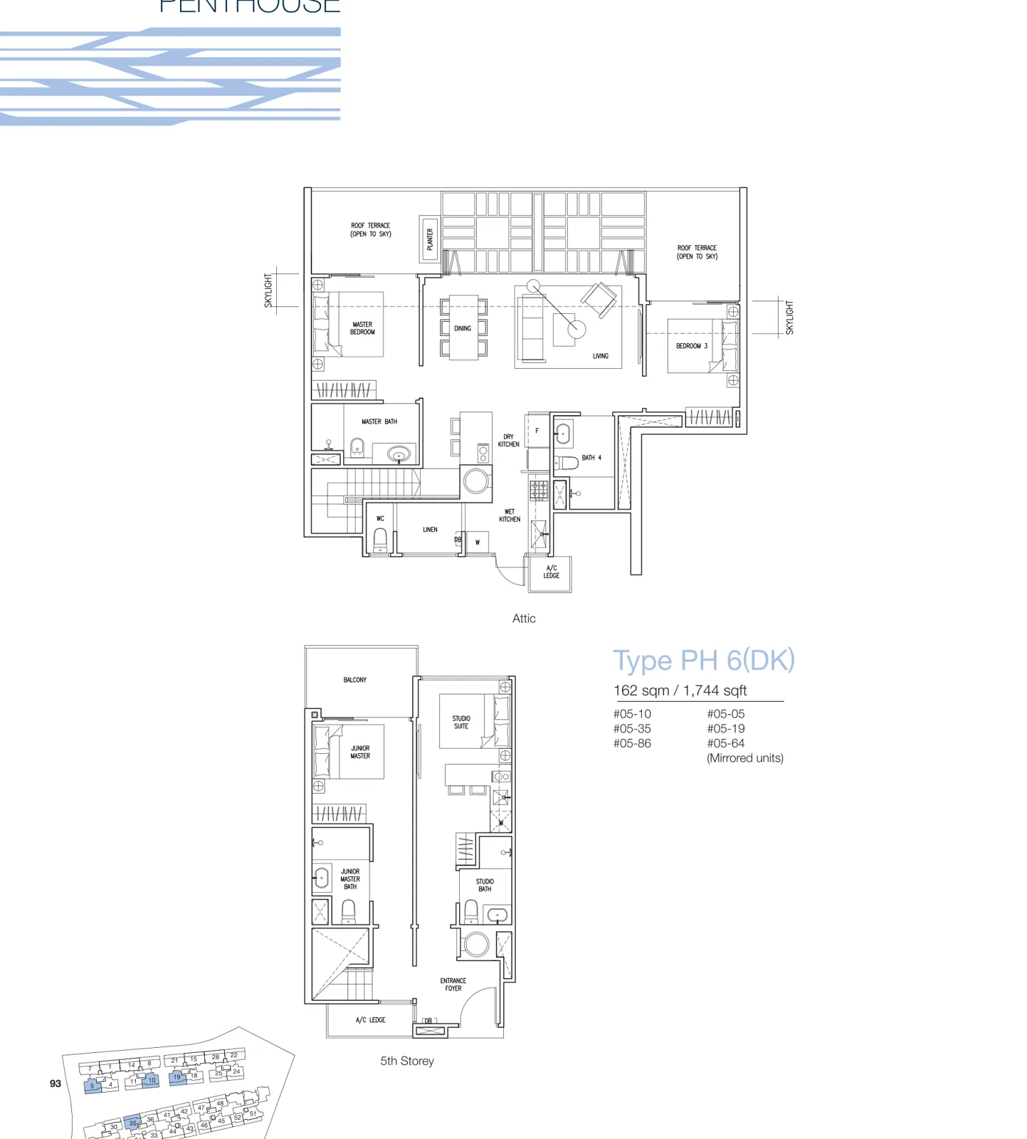 The Nautical floor plan, type PH5: Penthouse (5th storey + attic), 1,819 sq ft