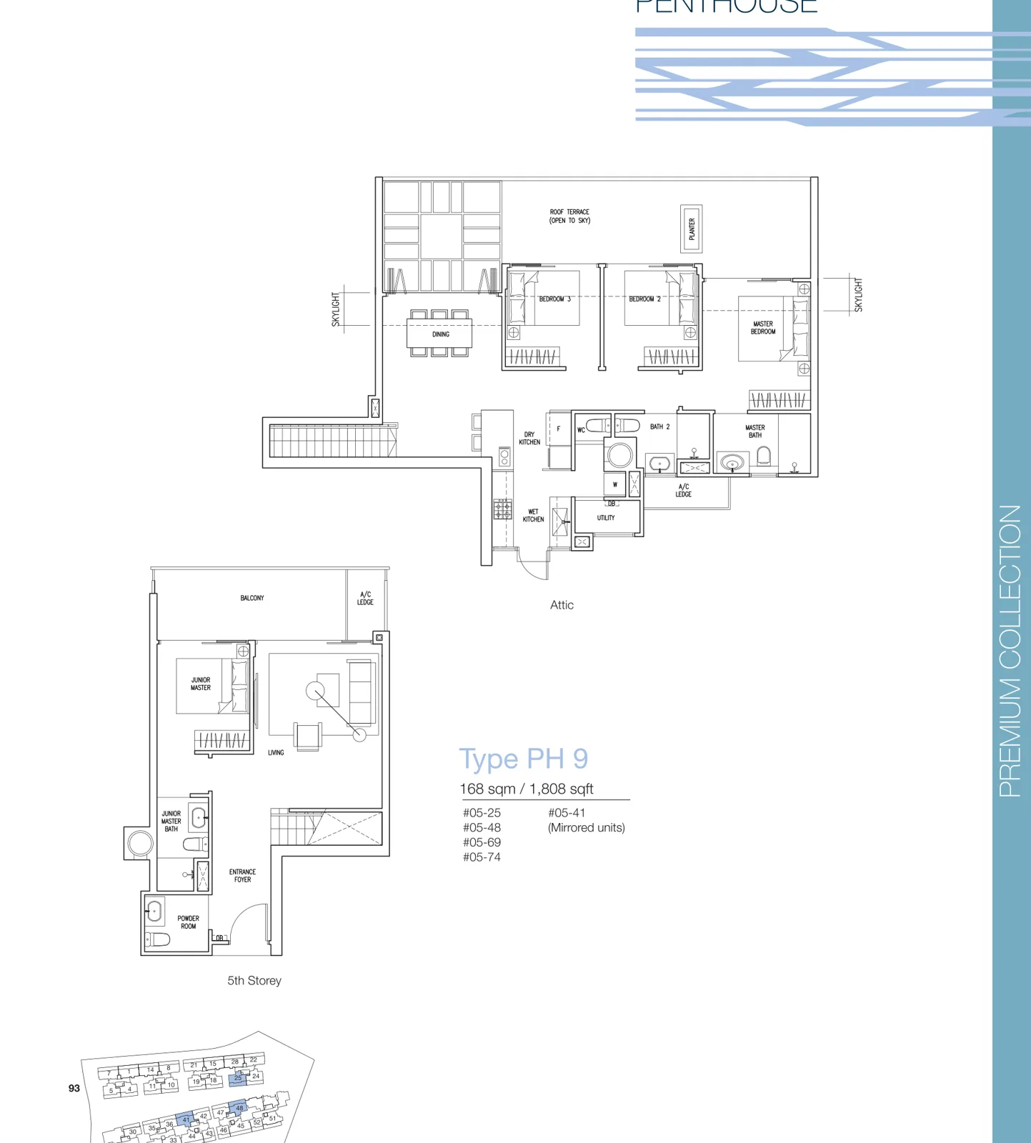The Nautical floor plan, type PH8: Penthouse (5th storey + attic), 1,561 sq ft