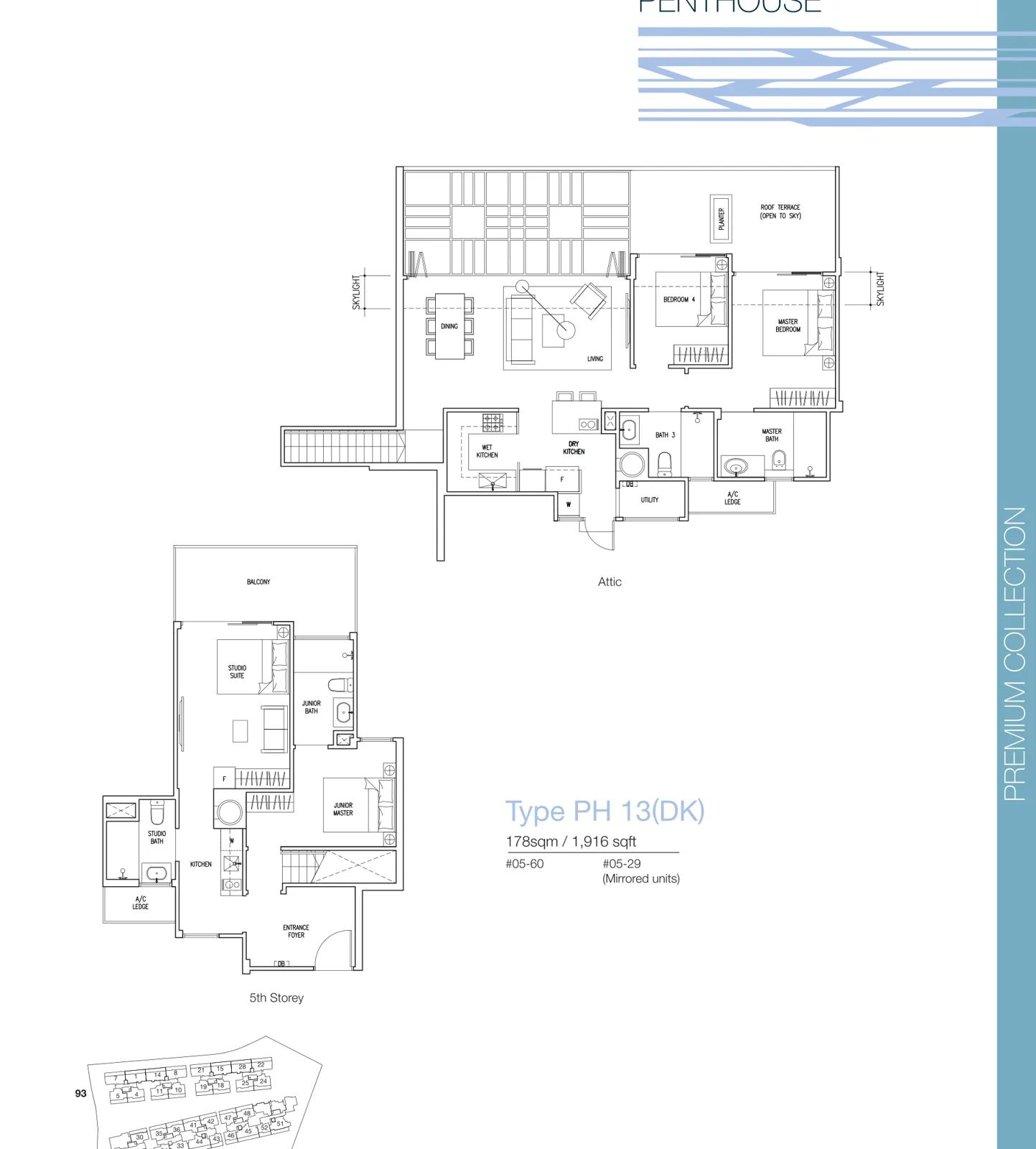 The Nautical floor plan, type PH12: Penthouse (5th storey + attic), 1,787 sq ft