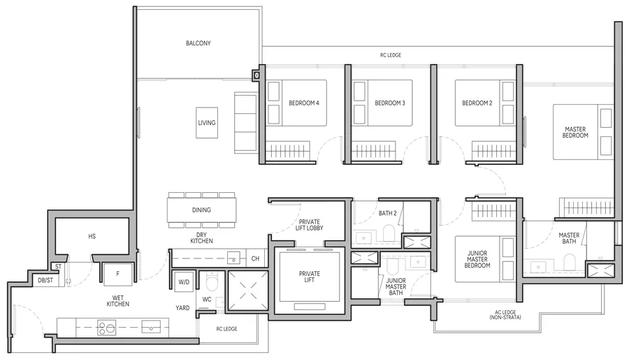 The Orie floor plan, type E1: 5-Bedroom, 1,453 sq ft
