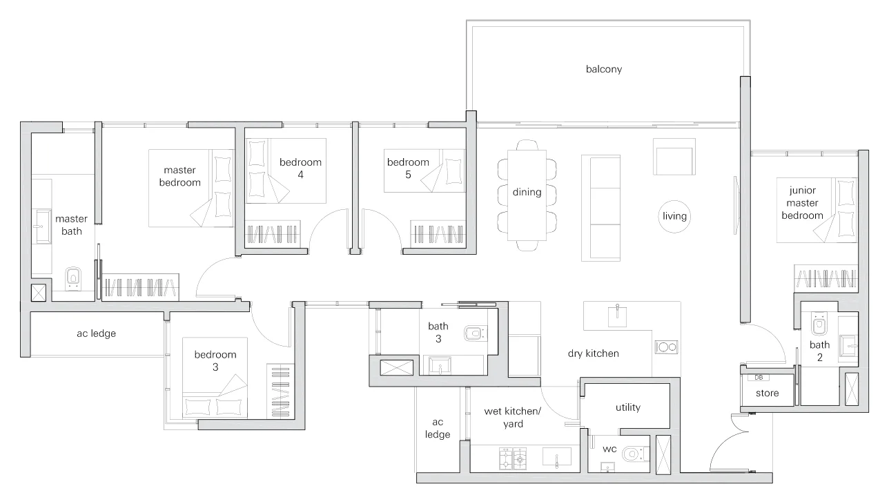 The Panorama floor plan, type 5a: 5-Bedroom, 1,561 sq ft