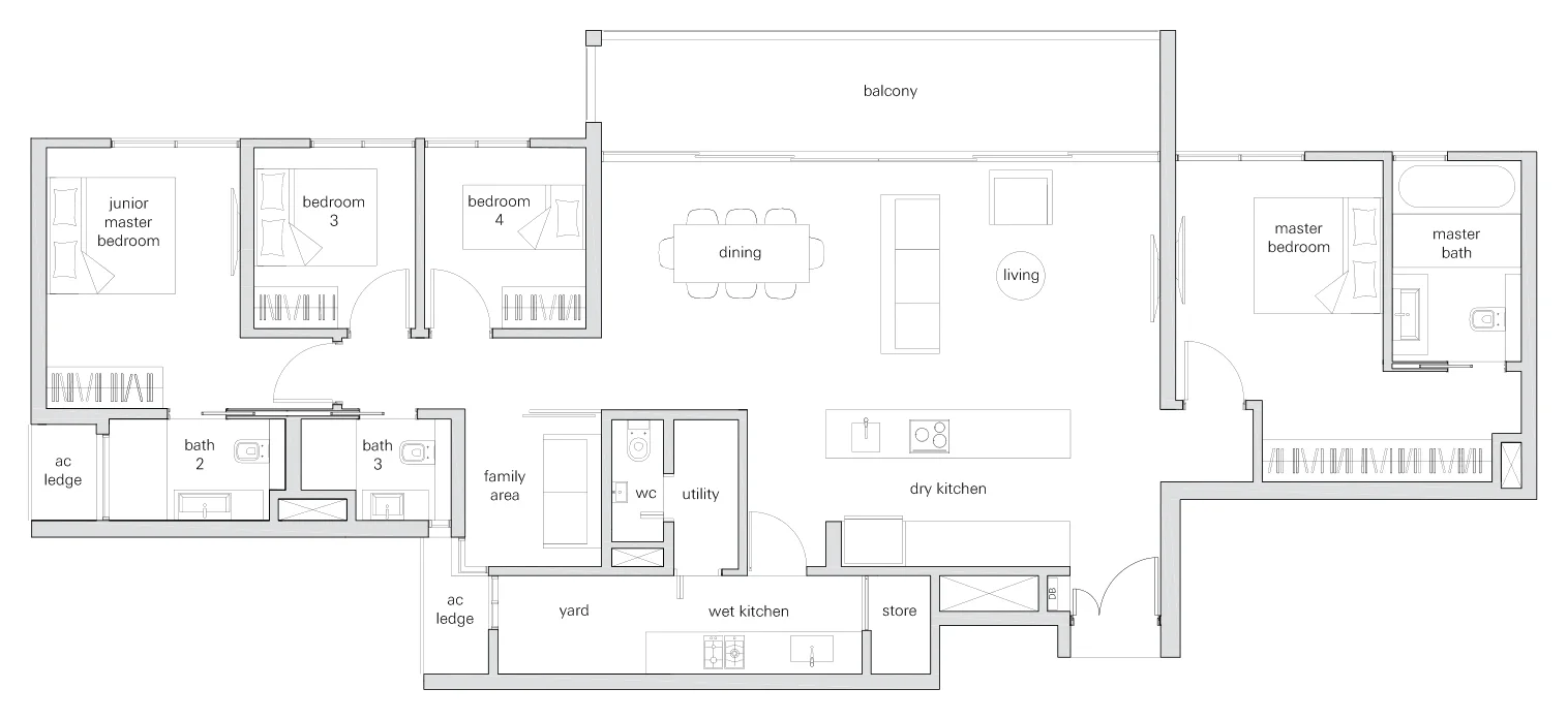 The Panorama floor plan, type PHf: Penthouse, 4 bedrooms, 1,851 sq ft
