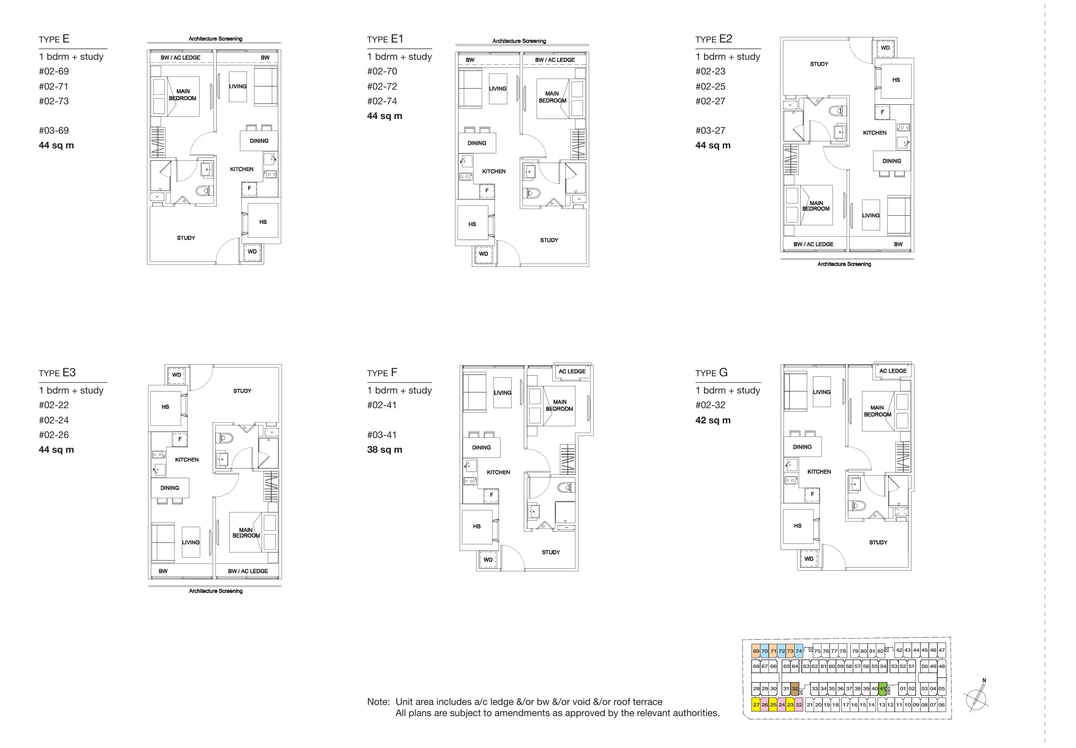 The Promenade @ Pelikat floor plan, type F: 1-Bedroom, 409 sq ft