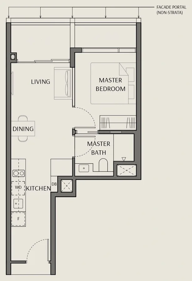 The Robertson Opus floor plan, type A1: 1 Bedroom, 495 sq ft