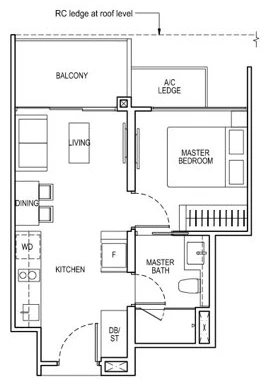 The Tapestry floor plan, type A1: 1-Bedroom, 441 sq ft