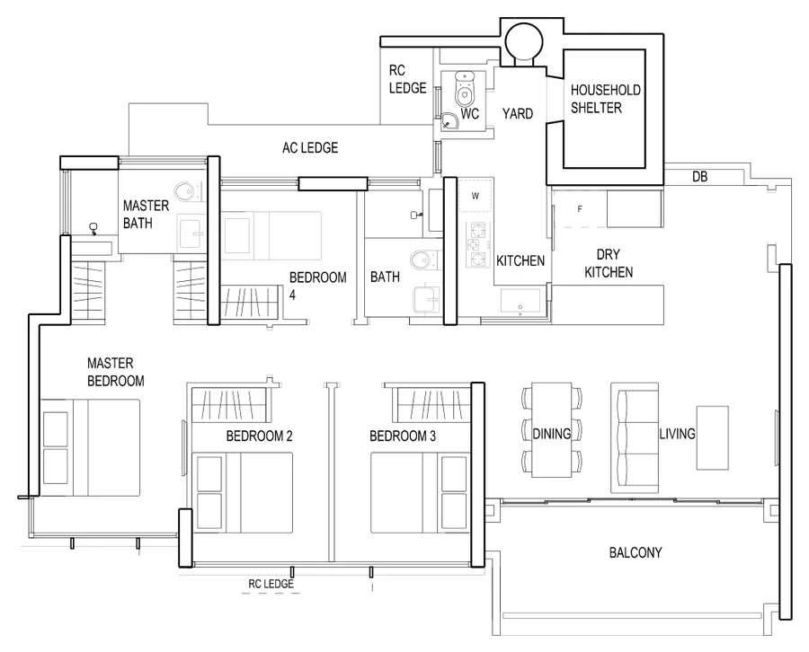 The Terrace floor plan, type C1: 4 Bedroom (Type C1), 1,313 sq ft