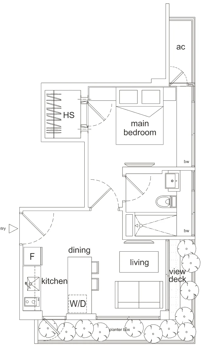The Tier floor plan, type B: 1-Bedroom, 495 sq ft