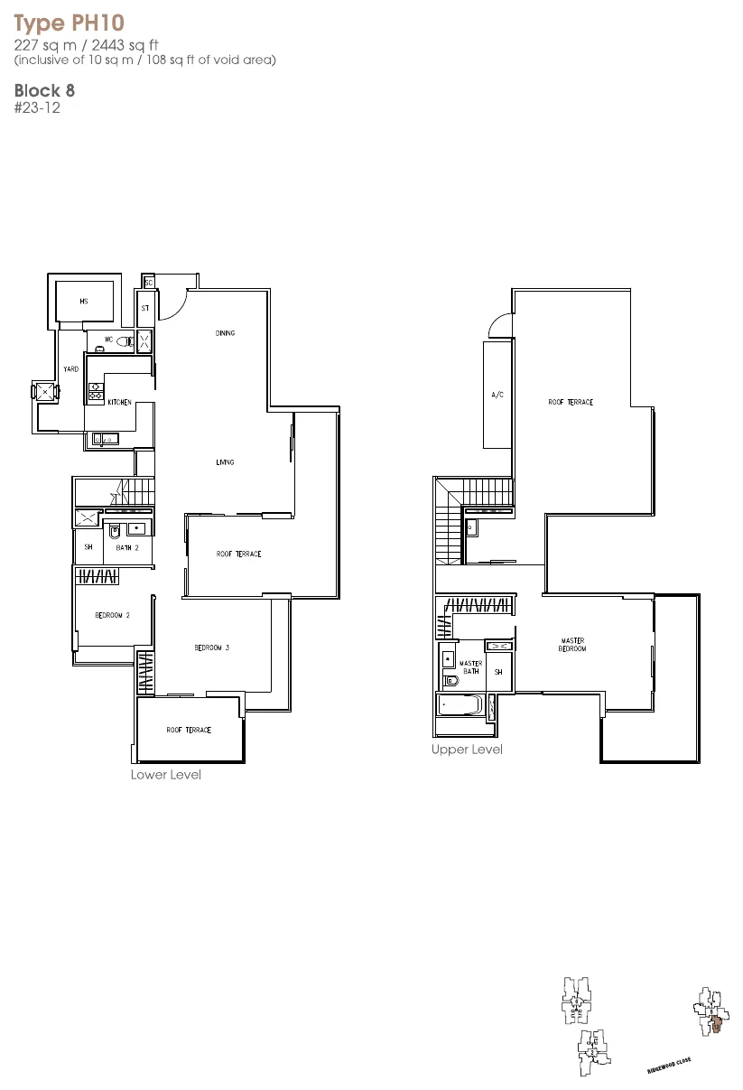 The Trizon floor plan, type PH10: Penthouse (two levels), 2,443 sq ft