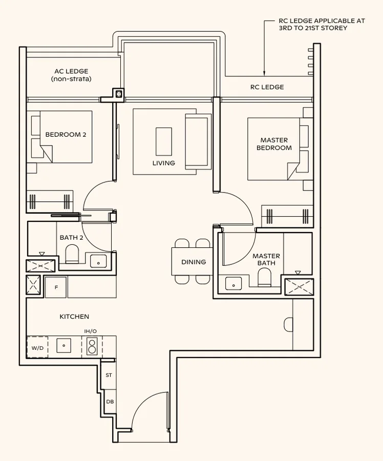Thomson Reserve floor plan, type BPS4: 2-Bedroom Premium + Study, 775 sq ft