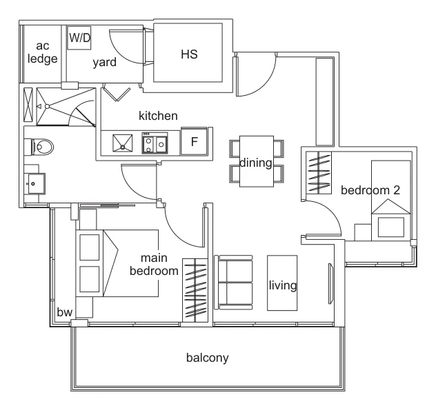 Tivoli Grande floor plan, type C: 2-Bedroom, 700 sq ft